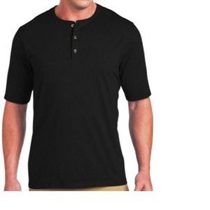 4X BIG & TALL BLACK HENLEY SHIRT 4XT NEW!